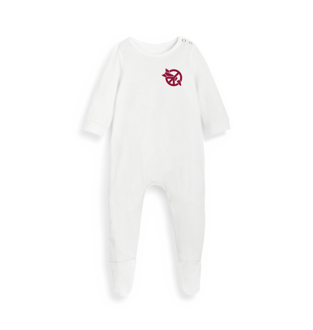 White Printed baby grow Front
