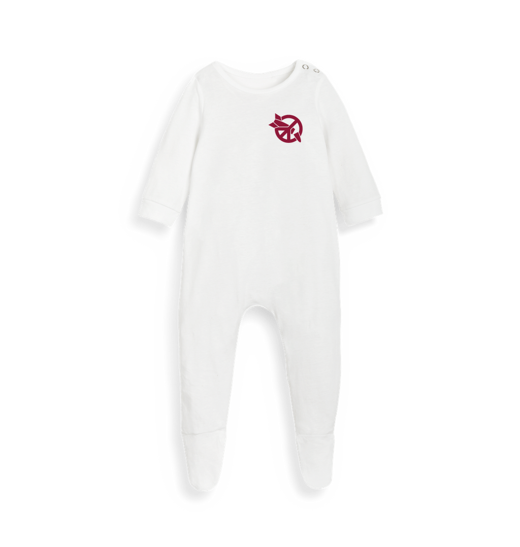 White Printed baby grow Front