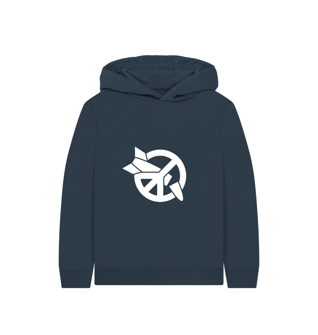 Navy Blue Printed Kids Hoodie Front