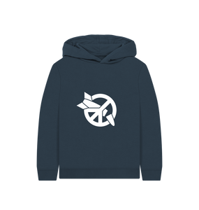 Navy Blue Printed Kids Hoodie Front