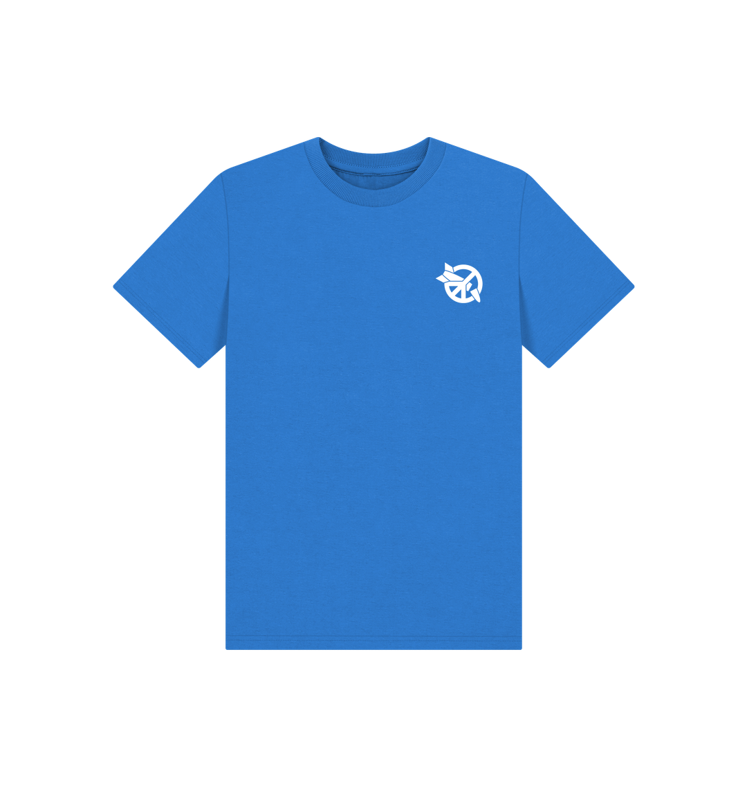 Bright Blue Printed Kids T-Shirt Front