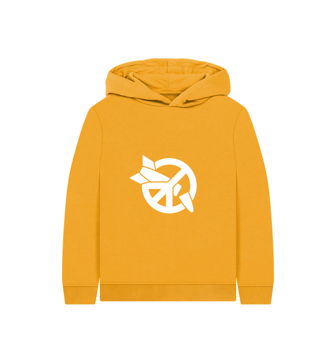 Mustard Printed Kids Hoodie Front