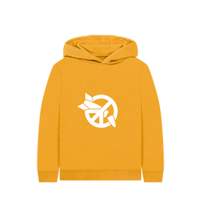 Mustard Printed Kids Hoodie Front