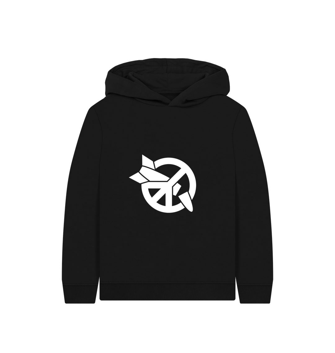 Black Printed Kids Hoodie Front