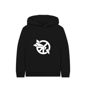 Black Printed Kids Hoodie Front