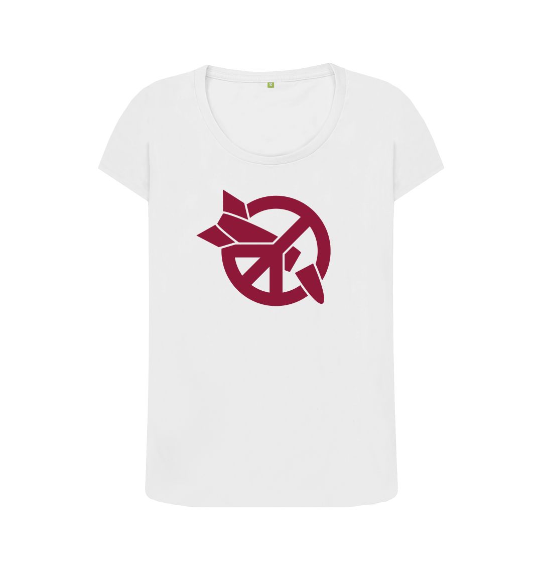 White ICAN white women's scoop neck tee